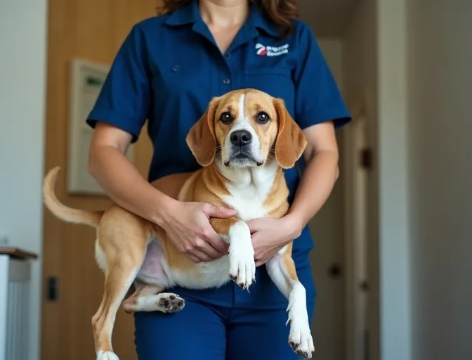 Technician respectfully transporting a deceased dog in Ringwood East